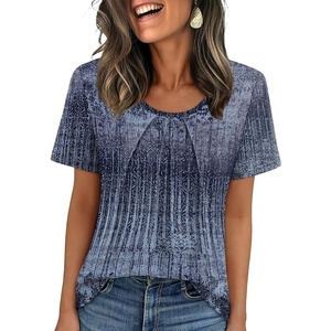 image:imageWIHOLL Women T Shirts Pleated Short Sleeve Tops Business Casual BlousesPrint 07