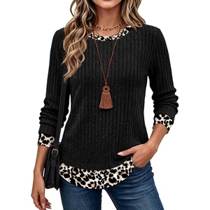 image:imageWIHOLL Womens Long Sleeve Shirts Fall Outfits Lightweight Sweaters 2026Black  Leopard Print