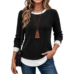 image:imageWIHOLL Womens Long Sleeve Shirts Fall Outfits Lightweight Sweaters 2026Black  White