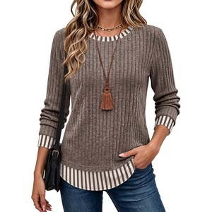 image:imageWIHOLL Womens Long Sleeve Shirts Fall Outfits Lightweight Sweaters 2026Khakistriped