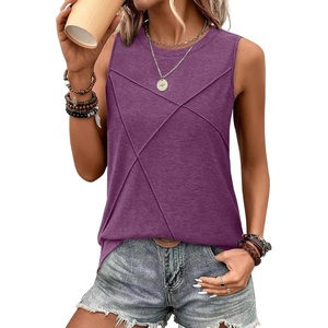 image:imageWIHOLL Womens Sleeveless Summer Crewneck Loose Fit Tank TopsDark Purple