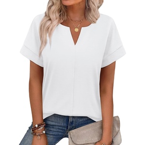image:imageWIHOLL Womens Summer Tops 2026 Short Sleeve V Neck T Shirts Fashion Beach Vacation Clothes Business Casual OutfitsWhite
