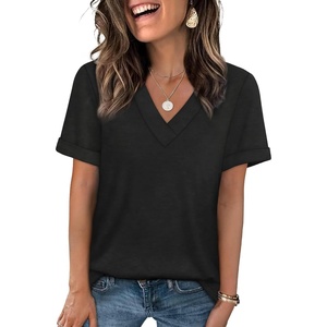 image:imageWIHOLL Womens Summer Tops Short Sleeve Basic Casual V Neck T Shirts Trendy Fashion 2026Black