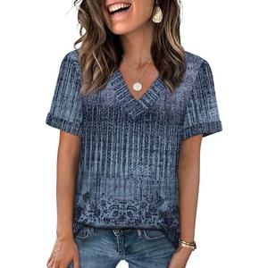 image:imageWIHOLL Womens Summer Tops Short Sleeve Basic Casual V Neck T Shirts Trendy Fashion 2026Z Boho Navy