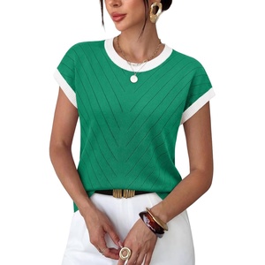 image:imageWIHOLL Womens Summer Tops Short Sleeve Sweater Work Office Business Casual Outfits Fashion Clothing05  Green