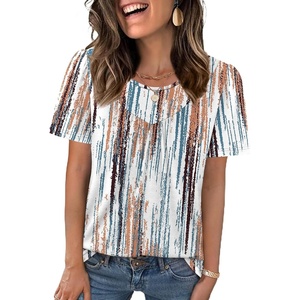 image:imageWIHOLL Womens Summer Tops Trendy Short Sleeve T Shirts Pleated Crewneck Tees Blouses Dressy Casual Outfits Fashion Clothing2print 2