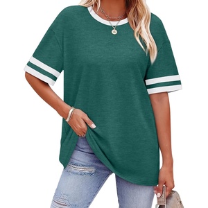image:imageWIHOLL Womens T Shirts Loose Fit Short Sleeve Tees Crew Neck Color Block Summer Tops 2026 FashionLake Blue