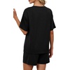 image:imageWIHOLL 2 Piece Sets for Women Lounge Sets Summer Outfits 2026 Button Down Short Sleeve Tops and Shorts Set with Pockets0black