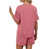 image:imageWIHOLL 2 Piece Sets for Women Lounge Sets Summer Outfits 2026 Button Down Short Sleeve Tops and Shorts Set with Pockets2pink