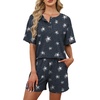 image:imageWIHOLL 2 Piece Sets for Women Lounge Sets Summer Outfits 2026 Button Down Short Sleeve Tops and Shorts Set with Pockets3dark Gray Stars
