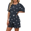 image:imageWIHOLL 2 Piece Sets for Women Lounge Sets Summer Outfits 2026 Button Down Short Sleeve Tops and Shorts Set with Pockets3dark Gray Stars