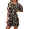 image:imageWIHOLL 2 Piece Sets for Women Lounge Sets Summer Outfits 2026 Button Down Short Sleeve Tops and Shorts Set with Pockets3leopard