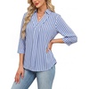 image:imageWIHOLL 34 Length Sleeve Womens Tops Dressy V Neck Collared Shirts Business Casual Work Blouses Fall Vacation Outfits 20261blue Stripes