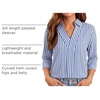 image:imageWIHOLL 34 Length Sleeve Womens Tops Dressy V Neck Collared Shirts Business Casual Work Blouses Fall Vacation Outfits 20261blue Stripes