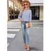 image:imageWIHOLL 34 Length Sleeve Womens Tops Dressy V Neck Collared Shirts Business Casual Work Blouses Fall Vacation Outfits 20261blue Stripes