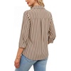 image:imageWIHOLL 34 Length Sleeve Womens Tops Dressy V Neck Collared Shirts Business Casual Work Blouses Fall Vacation Outfits 20262brown Stripes