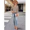 image:imageWIHOLL 34 Length Sleeve Womens Tops Dressy V Neck Collared Shirts Business Casual Work Blouses Fall Vacation Outfits 20262brown Stripes