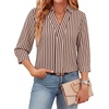 image:imageWIHOLL 34 Length Sleeve Womens Tops Dressy V Neck Collared Shirts Business Casual Work Blouses Fall Vacation Outfits 20262brown Stripes
