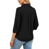 image:imageWIHOLL 34 Length Sleeve Womens Tops Dressy V Neck Collared Shirts Business Casual Work Blouses Fall Vacation Outfits 2026Black
