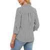 image:imageWIHOLL 34 Length Sleeve Womens Tops Dressy V Neck Collared Shirts Business Casual Work Blouses Fall Vacation Outfits 2026Black Stripes
