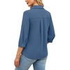 image:imageWIHOLL 34 Length Sleeve Womens Tops Dressy V Neck Collared Shirts Business Casual Work Blouses Fall Vacation Outfits 2026Blue
