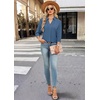 image:imageWIHOLL 34 Length Sleeve Womens Tops Dressy V Neck Collared Shirts Business Casual Work Blouses Fall Vacation Outfits 2026Blue