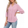 image:imageWIHOLL 34 Length Sleeve Womens Tops Dressy V Neck Collared Shirts Business Casual Work Blouses Fall Vacation Outfits 2026Bpink Stripes