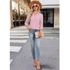 image:imageWIHOLL 34 Length Sleeve Womens Tops Dressy V Neck Collared Shirts Business Casual Work Blouses Fall Vacation Outfits 2026Bpink Stripes