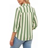 image:imageWIHOLL 34 Length Sleeve Womens Tops Dressy V Neck Collared Shirts Business Casual Work Blouses Fall Vacation Outfits 2026Green Stripes