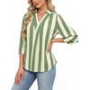 image:imageWIHOLL 34 Length Sleeve Womens Tops Dressy V Neck Collared Shirts Business Casual Work Blouses Fall Vacation Outfits 2026Green Stripes