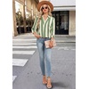 image:imageWIHOLL 34 Length Sleeve Womens Tops Dressy V Neck Collared Shirts Business Casual Work Blouses Fall Vacation Outfits 2026Green Stripes