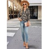 image:imageWIHOLL 34 Length Sleeve Womens Tops Dressy V Neck Collared Shirts Business Casual Work Blouses Fall Vacation Outfits 2026Leopard