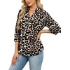 image:imageWIHOLL 34 Length Sleeve Womens Tops Dressy V Neck Collared Shirts Business Casual Work Blouses Fall Vacation Outfits 2026Leopard