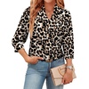 image:imageWIHOLL 34 Length Sleeve Womens Tops Dressy V Neck Collared Shirts Business Casual Work Blouses Fall Vacation Outfits 2026Leopard