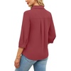 image:imageWIHOLL 34 Length Sleeve Womens Tops Dressy V Neck Collared Shirts Business Casual Work Blouses Fall Vacation Outfits 2026Mineral Red