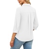 image:imageWIHOLL 34 Length Sleeve Womens Tops Dressy V Neck Collared Shirts Business Casual Work Blouses Fall Vacation Outfits 2026White
