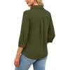 image:imageWIHOLL 34 Length Sleeve Womens Tops Dressy V Neck Collared Shirts Business Casual Work Blouses Fall Vacation Outfits 2026Zarmy Green