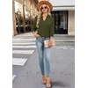 image:imageWIHOLL 34 Length Sleeve Womens Tops Dressy V Neck Collared Shirts Business Casual Work Blouses Fall Vacation Outfits 2026Zarmy Green