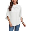 image:imageWIHOLL 34 Length Sleeve Womens Tops Mock Neck Pleated Front Blouses for Women Dressy Casual Spring Summer OutfitsAll White