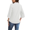 image:imageWIHOLL 34 Length Sleeve Womens Tops Mock Neck Pleated Front Blouses for Women Dressy Casual Spring Summer OutfitsAll White