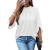 image:imageWIHOLL 34 Length Sleeve Womens Tops Mock Neck Pleated Front Blouses for Women Dressy Casual Spring Summer OutfitsAll White