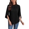 image:imageWIHOLL 34 Length Sleeve Womens Tops Mock Neck Pleated Front Blouses for Women Dressy Casual Spring Summer OutfitsBlack