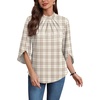image:imageWIHOLL 34 Length Sleeve Womens Tops Mock Neck Pleated Front Blouses for Women Dressy Casual Spring Summer OutfitsBrown Stripes