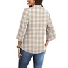 image:imageWIHOLL 34 Length Sleeve Womens Tops Mock Neck Pleated Front Blouses for Women Dressy Casual Spring Summer OutfitsBrown Stripes