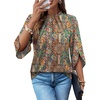 image:imageWIHOLL 34 Length Sleeve Womens Tops Mock Neck Pleated Front Blouses for Women Dressy Casual Spring Summer OutfitsEthnic