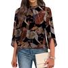 image:imageWIHOLL 34 Length Sleeve Womens Tops Mock Neck Pleated Front Blouses for Women Dressy Casual Spring Summer OutfitsFloral Print