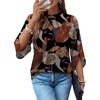 image:imageWIHOLL 34 Length Sleeve Womens Tops Mock Neck Pleated Front Blouses for Women Dressy Casual Spring Summer OutfitsFloral Print