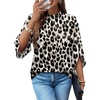 image:imageWIHOLL 34 Length Sleeve Womens Tops Mock Neck Pleated Front Blouses for Women Dressy Casual Spring Summer OutfitsLeopard
