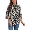 image:imageWIHOLL 34 Length Sleeve Womens Tops Mock Neck Pleated Front Blouses for Women Dressy Casual Spring Summer OutfitsLeopard
