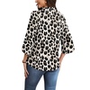 image:imageWIHOLL 34 Length Sleeve Womens Tops Mock Neck Pleated Front Blouses for Women Dressy Casual Spring Summer OutfitsLeopard